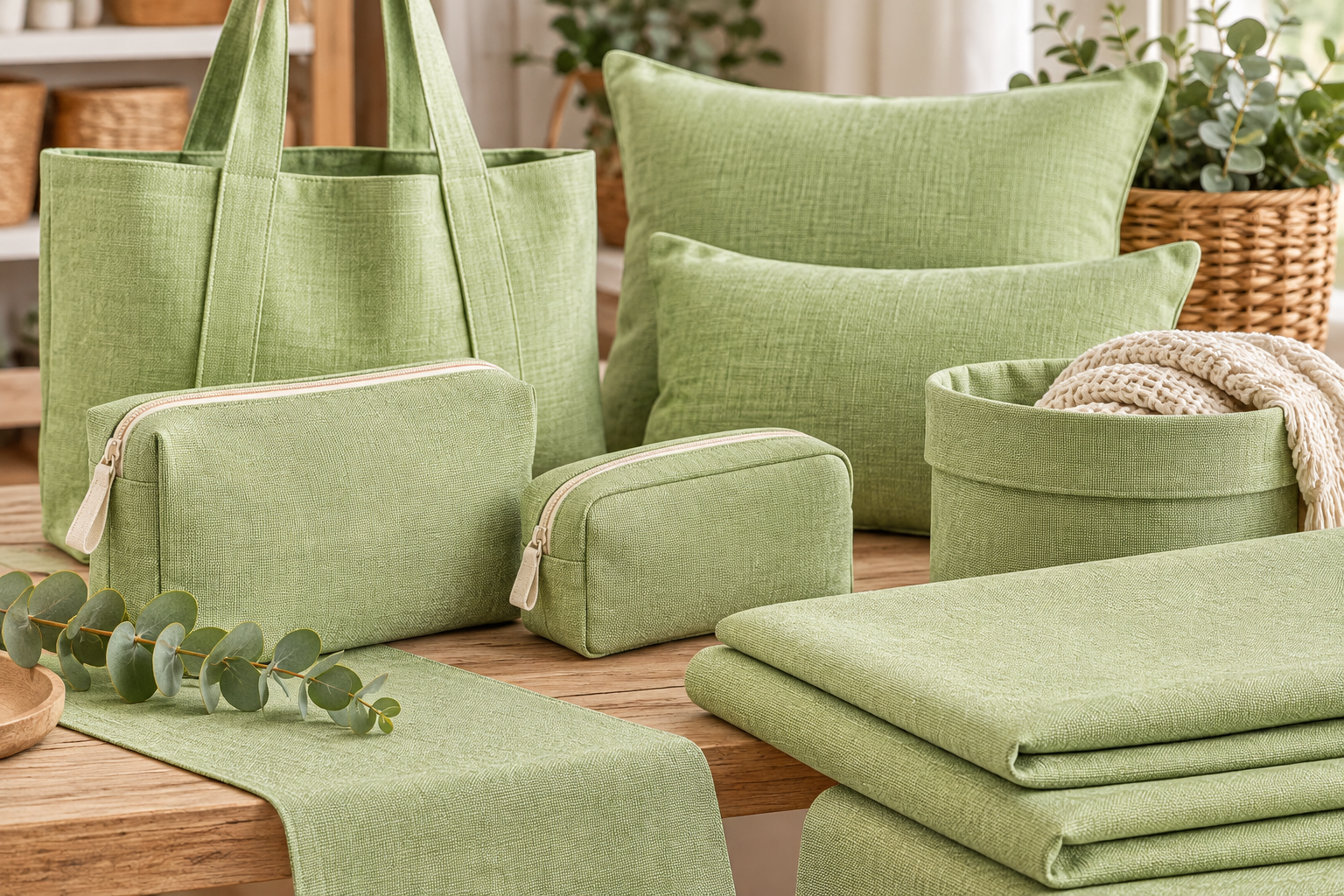 Tela Algodón Aspecto Lino Verde | Kuki Fabrics — imagen 2