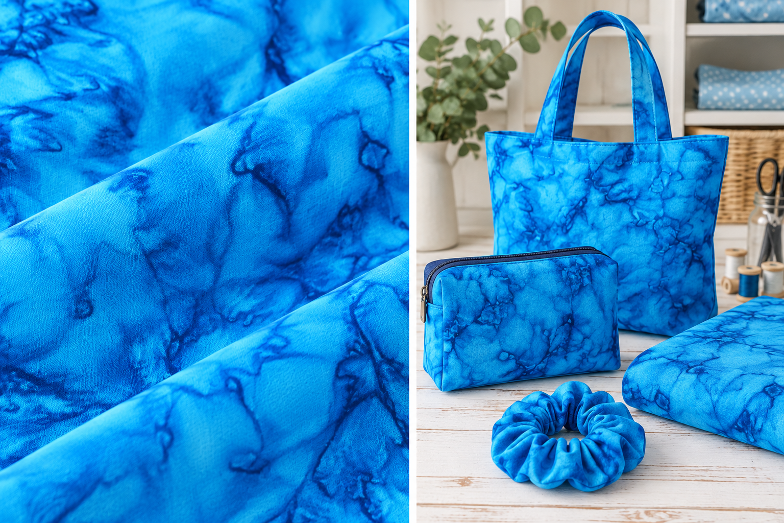 Tela batik algodón 100% fondo azul turquesa — imagen 2