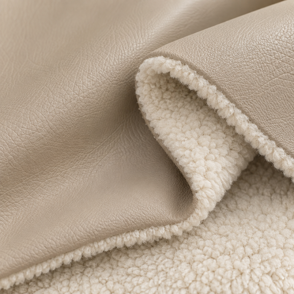 Tela polipiel con borreguito color beige