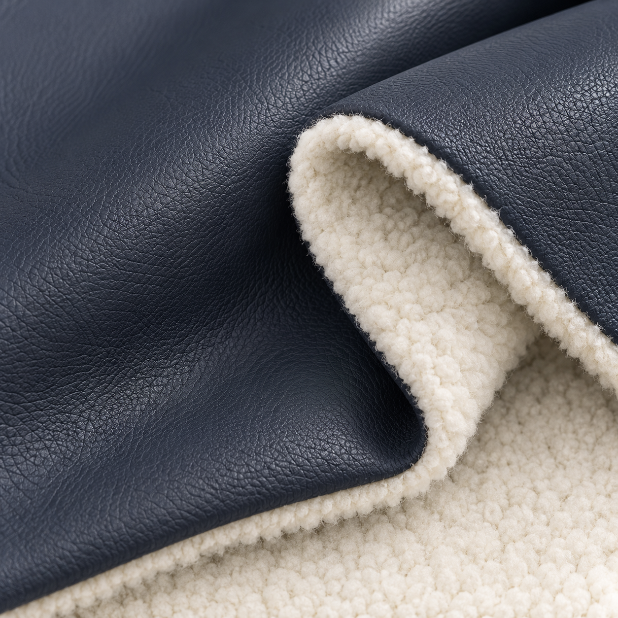 Tela polipiel con borreguito color navy