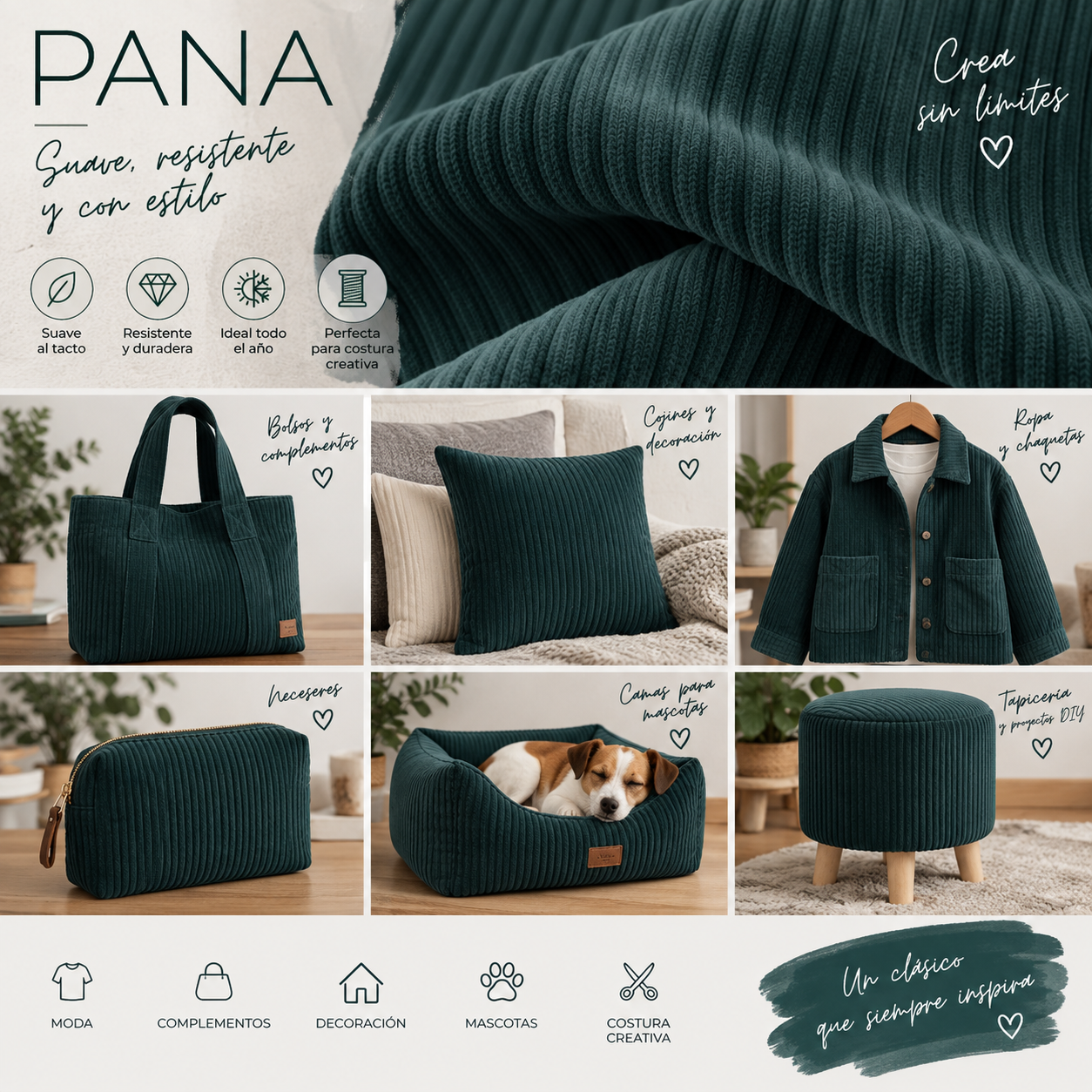 Tela pana algodón color verde viejo — imagen 2