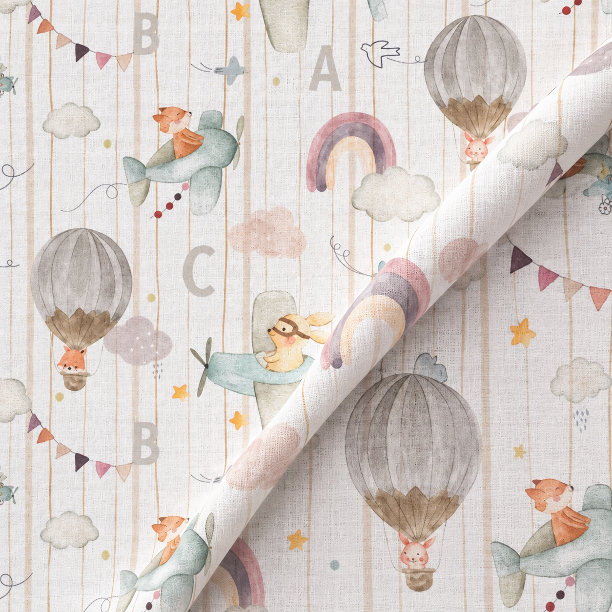 Tela infantil algodón Aviones y Globos | Kuki Fabrics — imagen 2