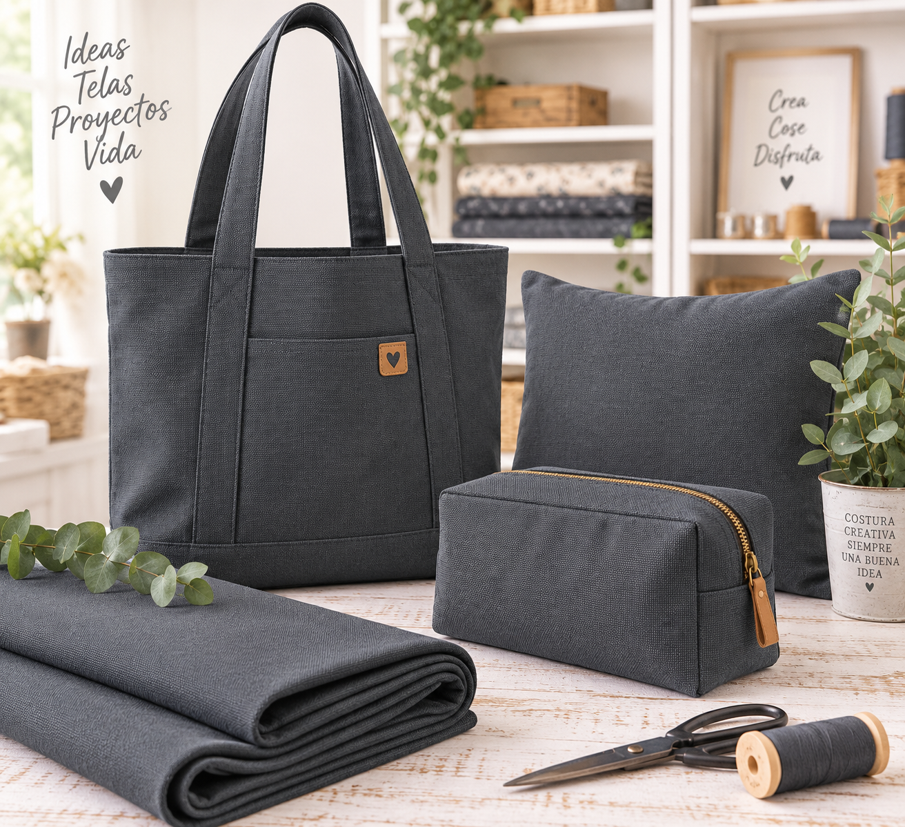 Tela Loneta Gris Plomo para Costura | Kuki Fabrics — imagen 2