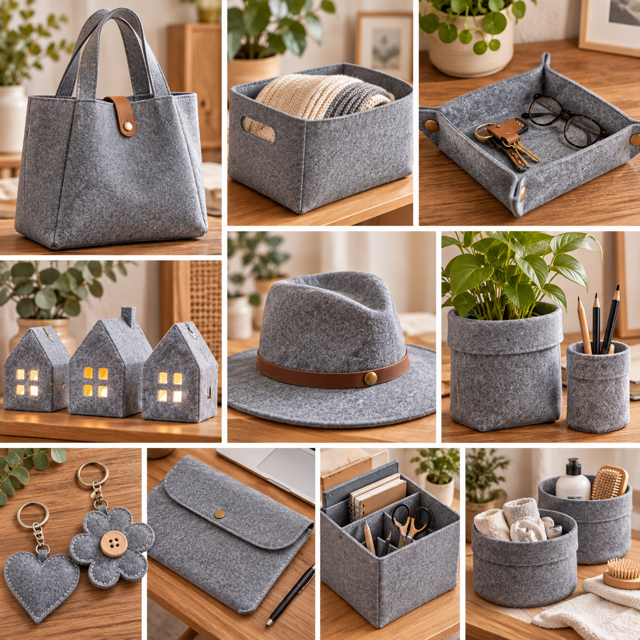 Fieltro de Lana Termoformable City Gris | Kuki Fabrics. Una unidad 50x50 cms — imagen 2