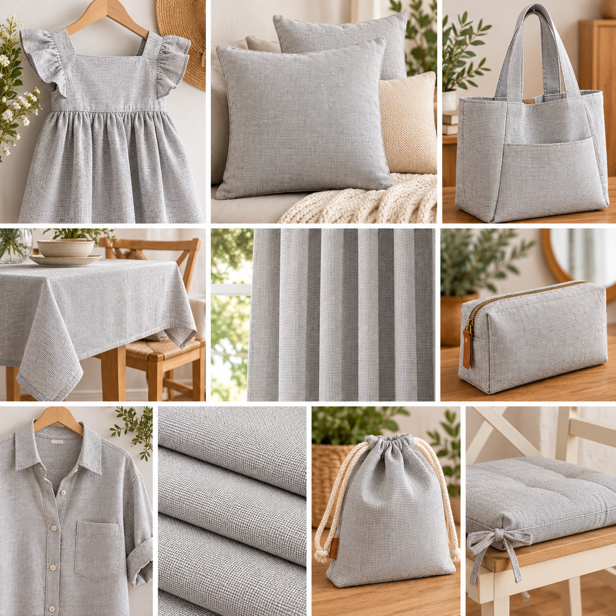 Tela Algodón Aspecto Lino Gris | Kuki Fabrics — imagen 2