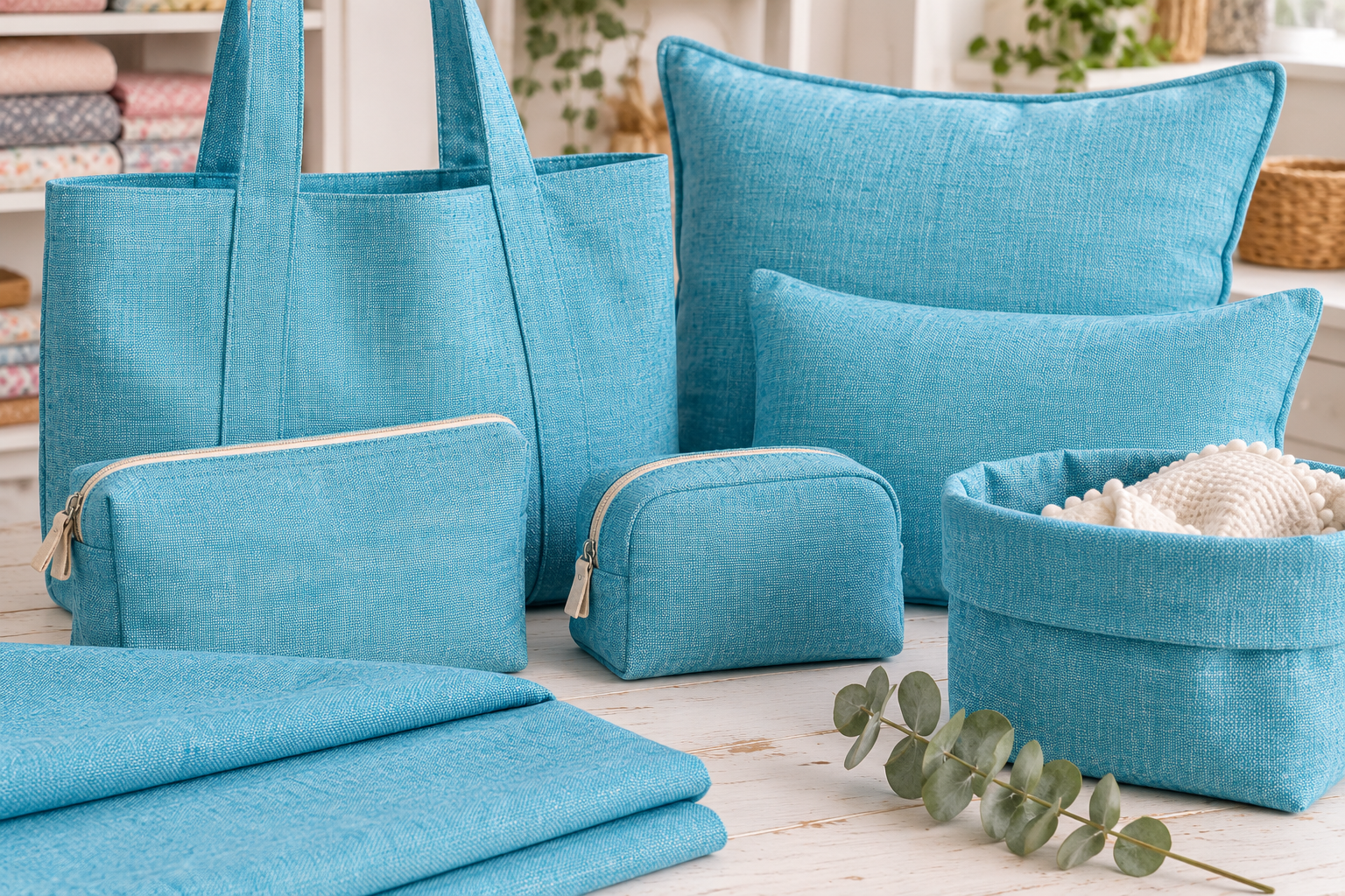 Tela Algodón Aspecto Lino Turquesa | Kuki Fabrics — imagen 2