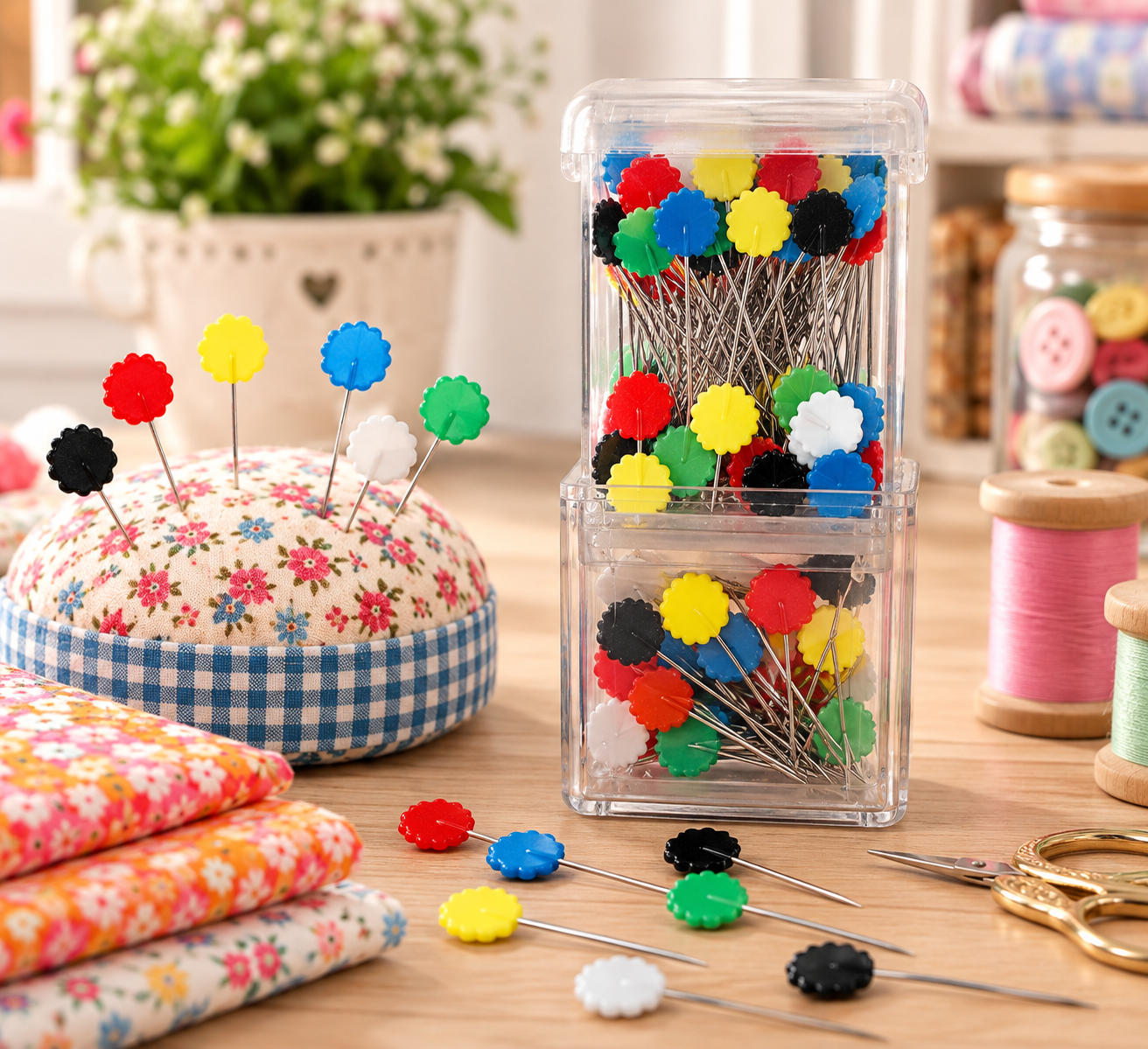 Alfileres Flor de Colores 80 uds | Kuki Fabrics — imagen 2