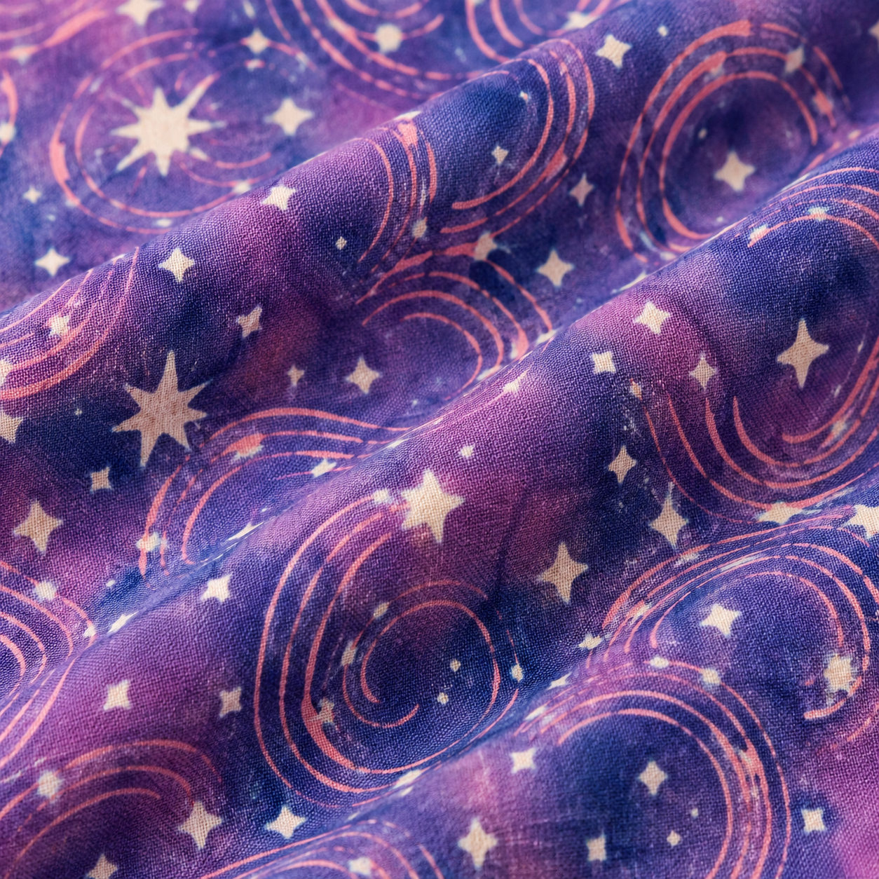 Tela batik algodón 100% estrellas y fondo lila